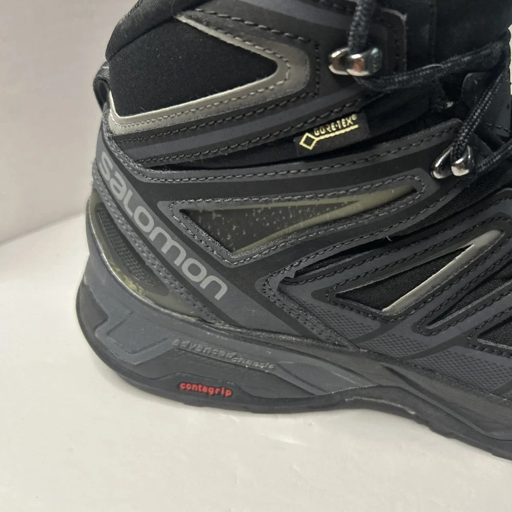 Salomon X Ultra Mid 2 Ortholite Contagrip  Gore-Tex Boots Black Mens US 8.5